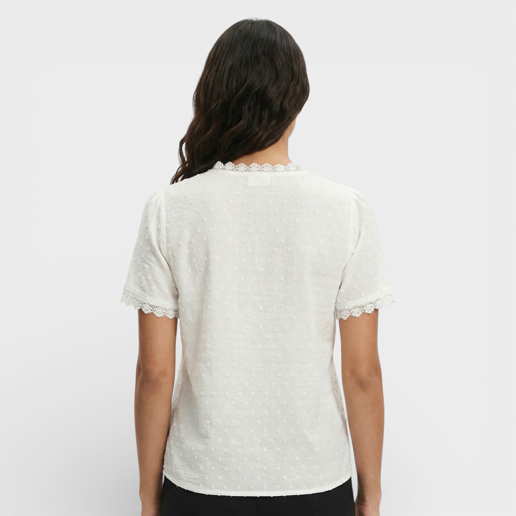 Blusa Mujer Ligera Encaje Escote en Pico Ideal Para Ocasiones Diarias Y Especiales 3