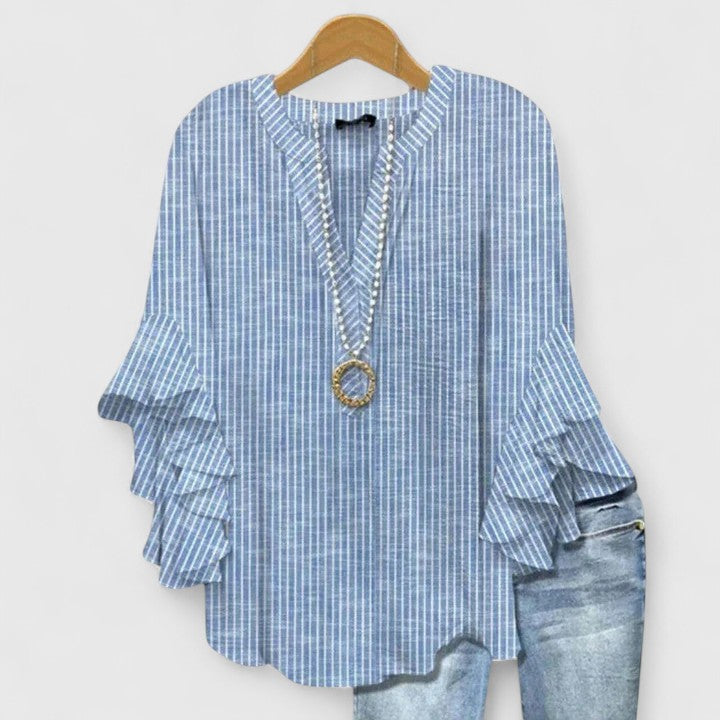 Blusa Mujer Ligera Floral con Mangas Volantes y Diseño Transpirable Casual 2
