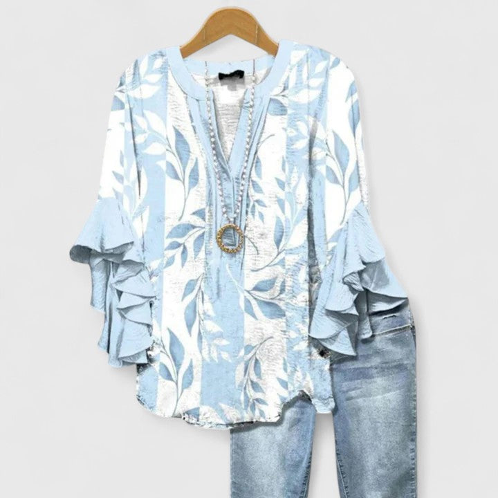 Blusa Mujer Ligera Floral con Mangas Volantes y Diseño Transpirable Casual 6