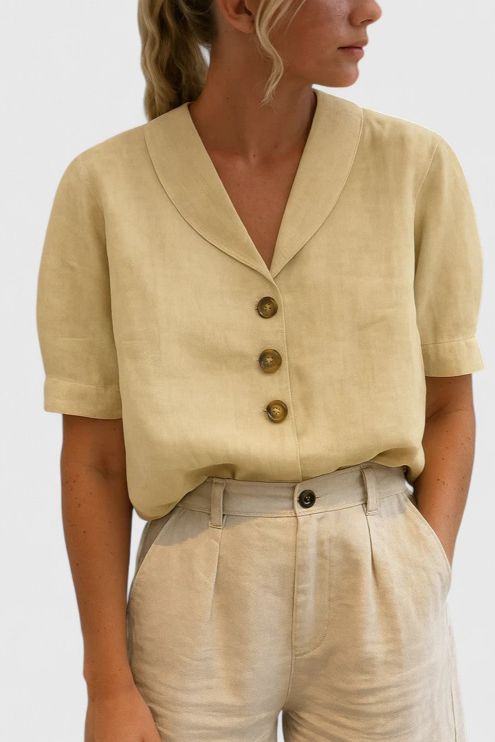 Blusa Mujer Ligera Transpirable Con Botones Diseño Elegante Para Primavera Verano 1