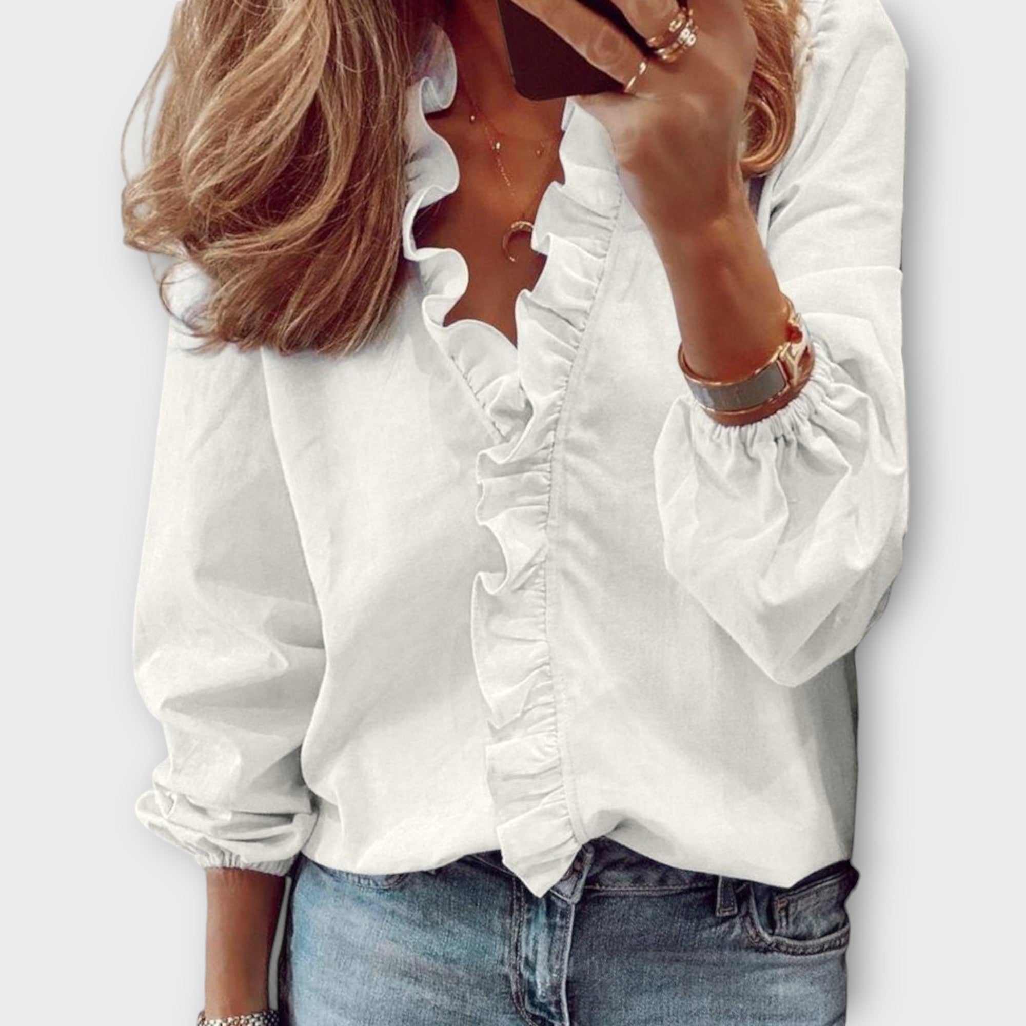 Blusa Mujer Poliéster Con Volantes Elegante Casual 0