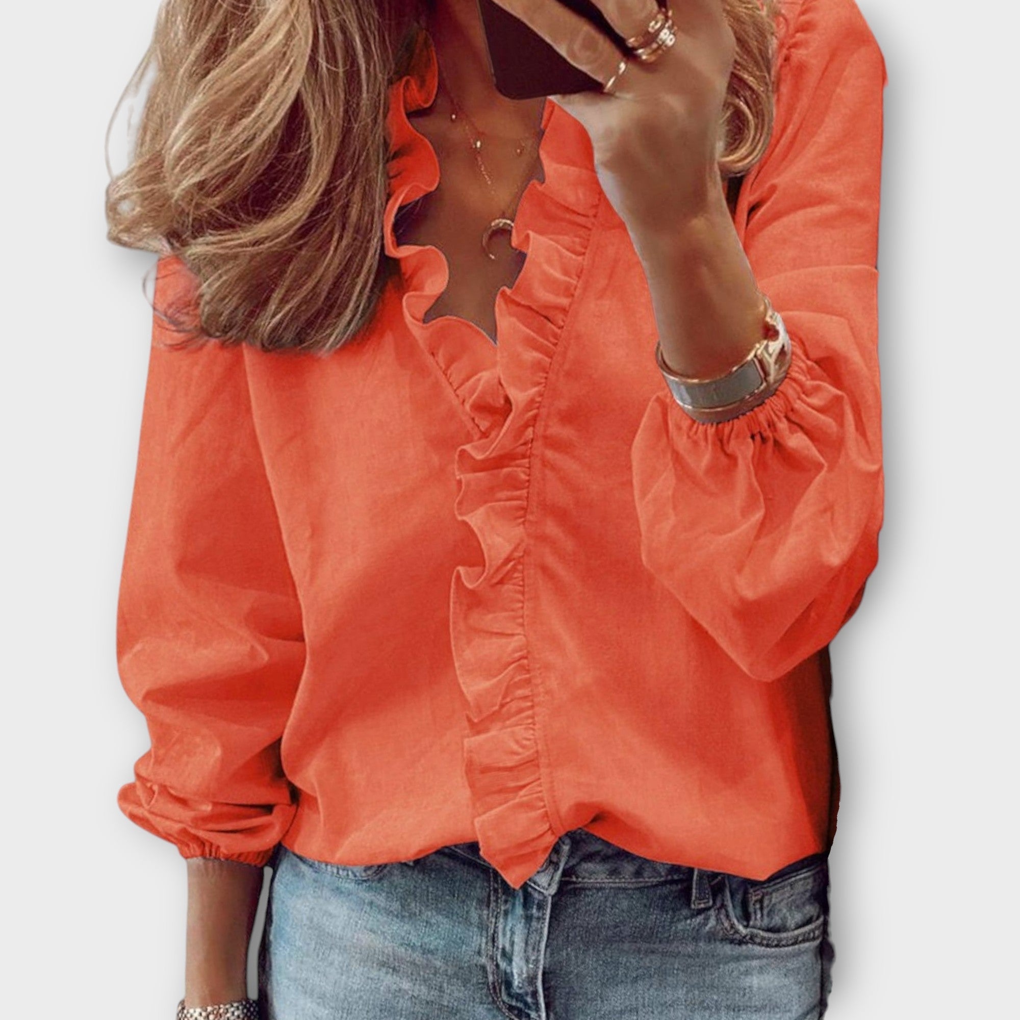 Blusa Mujer Poliéster Con Volantes Elegante Casual 3