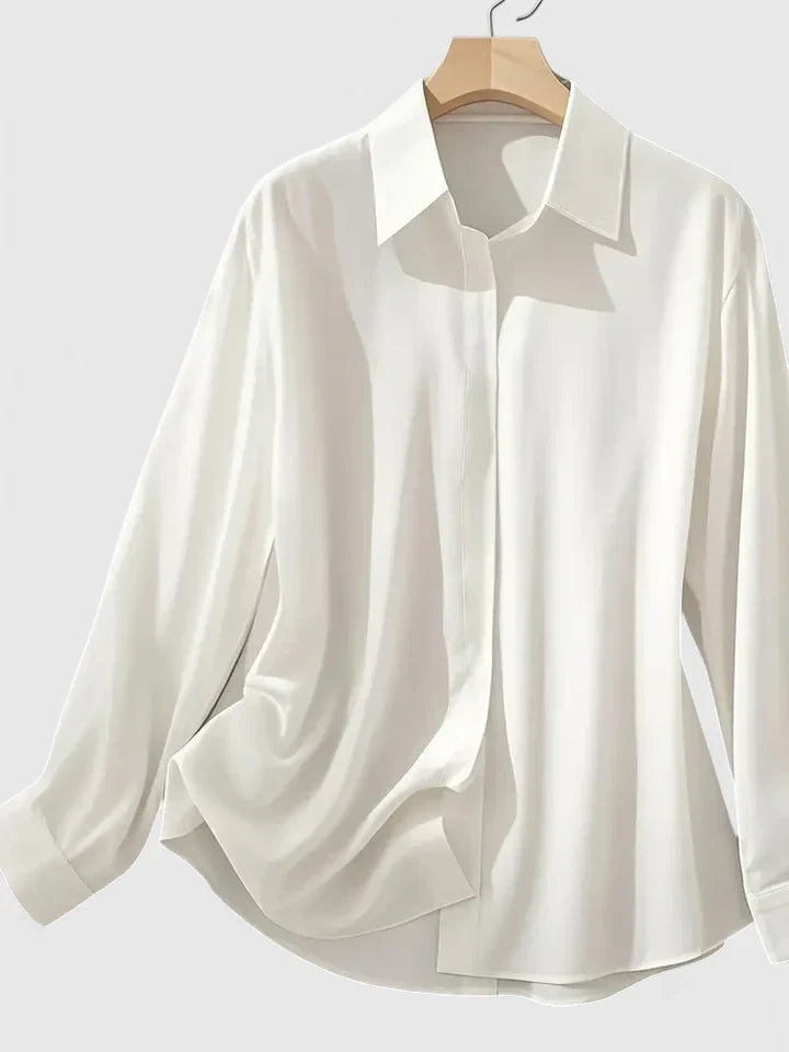 Blusa Mujer Poliéster Manga Larga Cuello Estructurado Ajuste Relajado 1