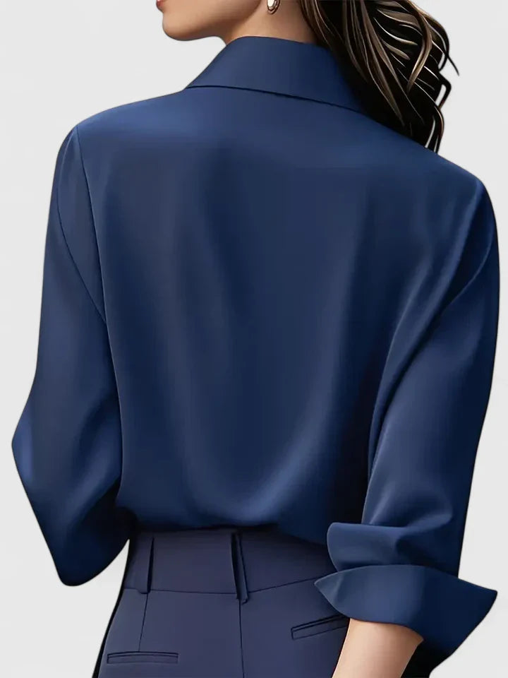 Blusa Mujer Poliéster Manga Larga Cuello Estructurado Ajuste Relajado 6