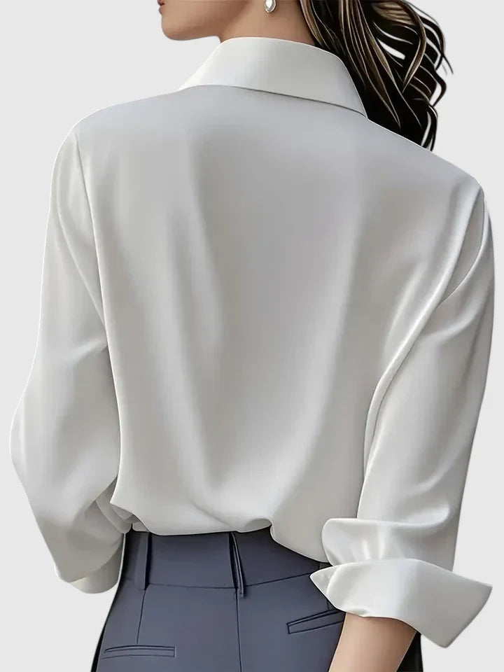 Blusa Mujer Poliéster Manga Larga Cuello Estructurado Ajuste Relajado 8
