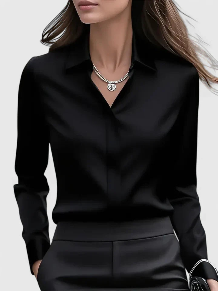 Blusa Mujer Poliéster Manga Larga Cuello Estructurado Ajuste Relajado 9