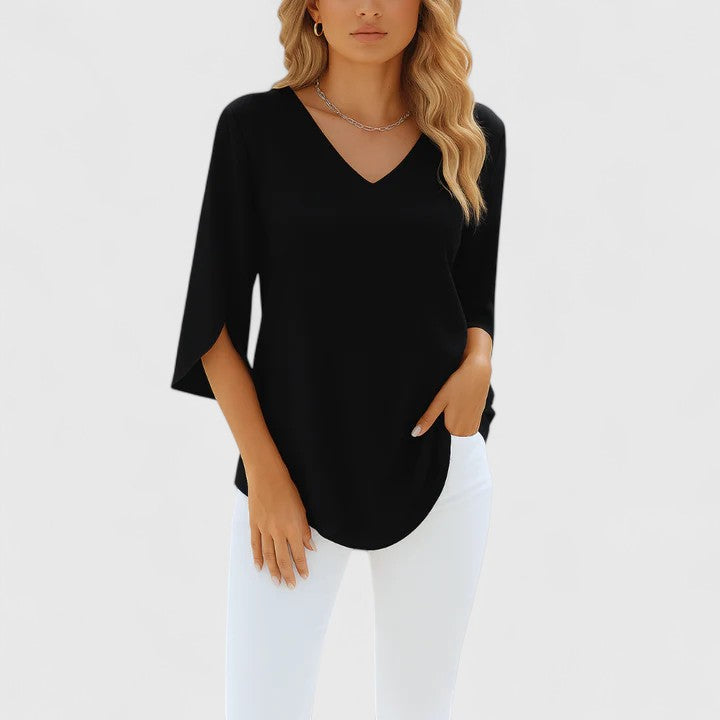 Blusa Mujer Tela Ligera Corte Atemporal Mangas Divididas Elegantes 1