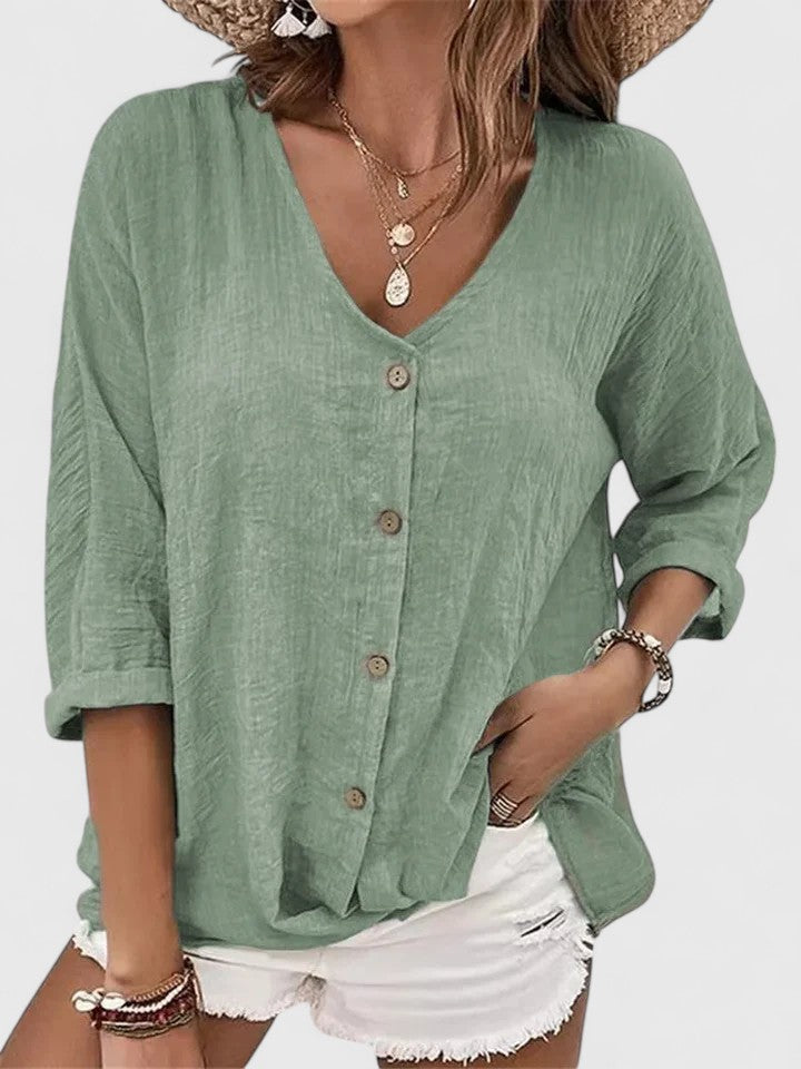 Blusa Mujer Viscosa Cuello en V Elegante Casual Sin Mangas 5