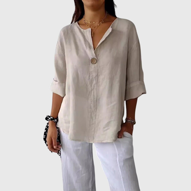 Blusa Mujer Viscosa Escote en V Diseño Elegante Versátil 0