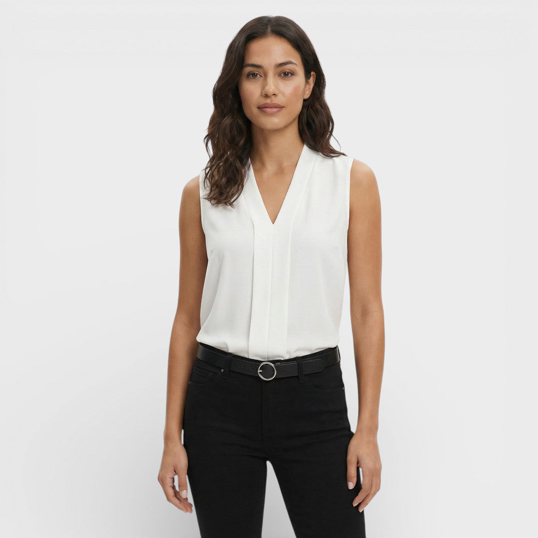 Blusa Mujer Viscosa Sin Mangas Escote en V Corte Holgado Elegante 0