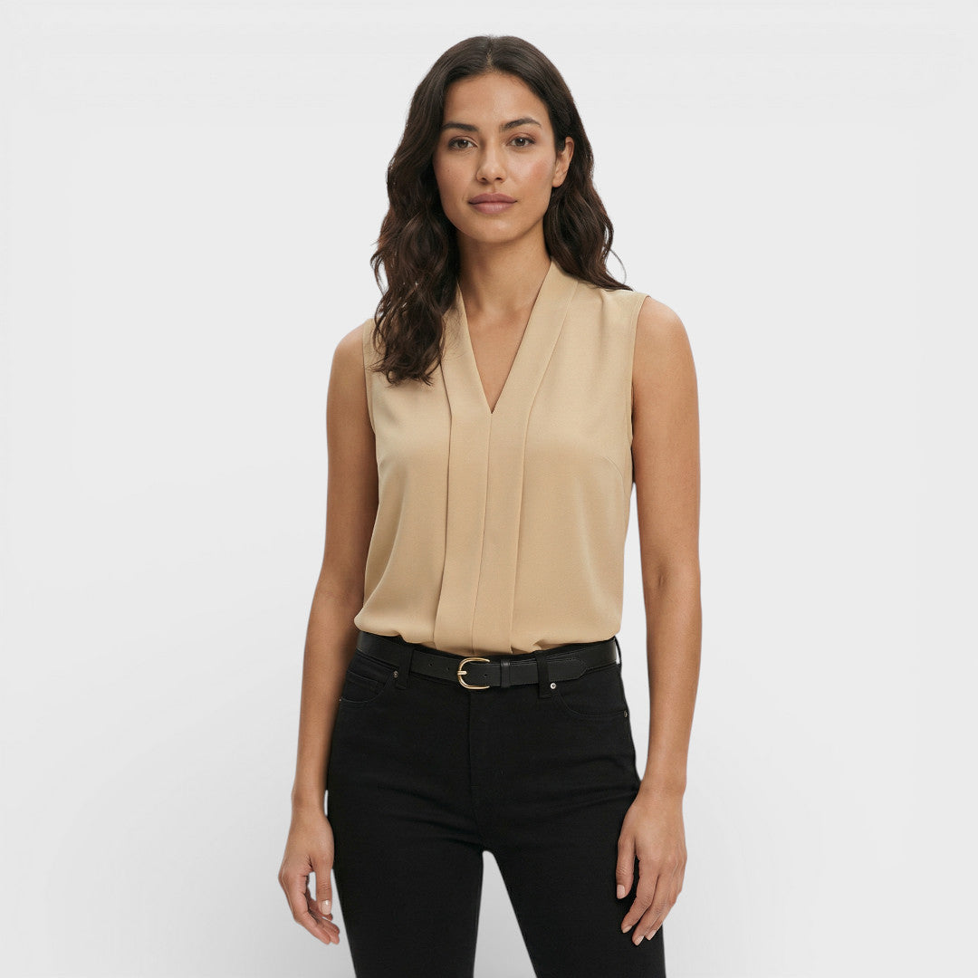 Blusa Mujer Viscosa Sin Mangas Escote en V Corte Holgado Elegante 6