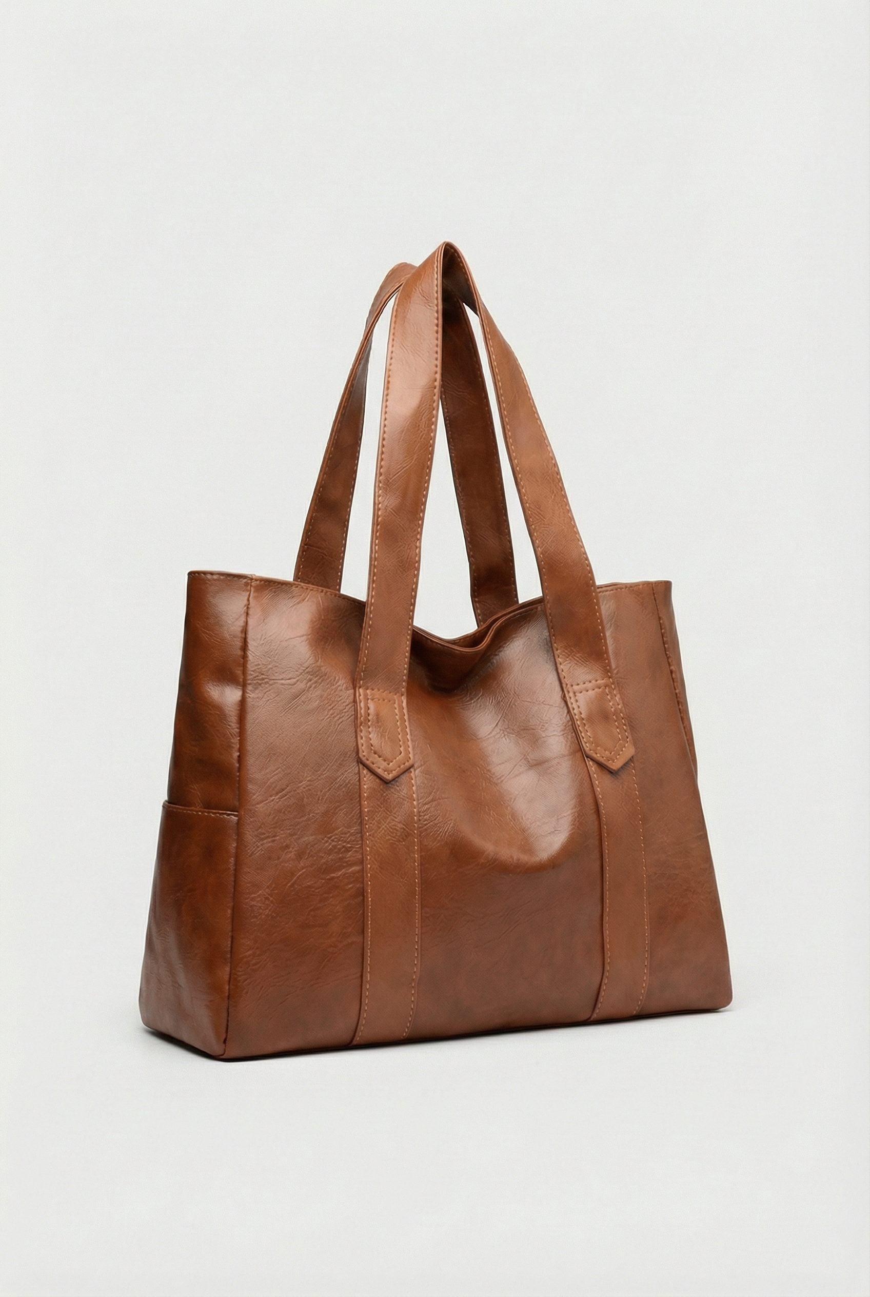 Bolso Tote Mujer Cuero Vegano Espacioso Diseño Abierto Correas Dobles 1