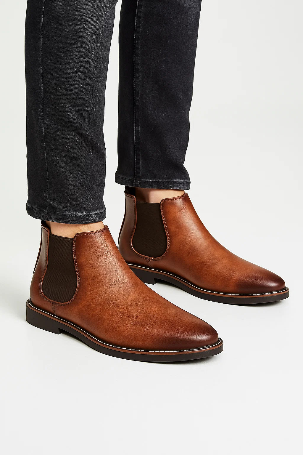Botas Hombre Chelsea Cuero Sintético Retro Slip-On 0