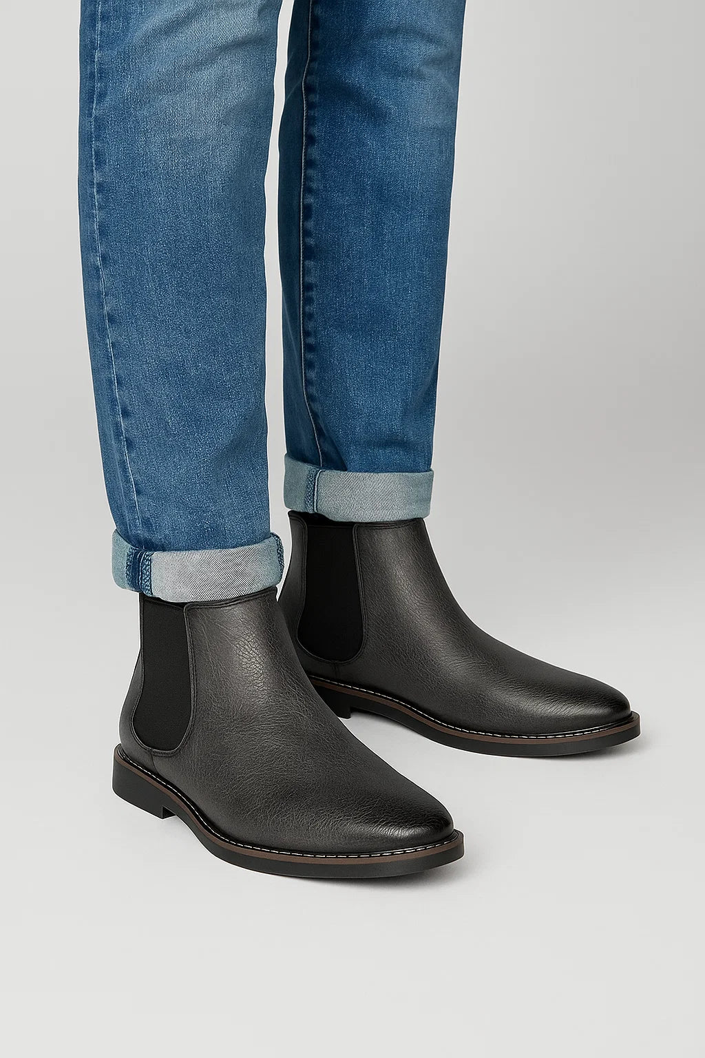 Botas Hombre Chelsea Cuero Sintético Retro Slip-On 7