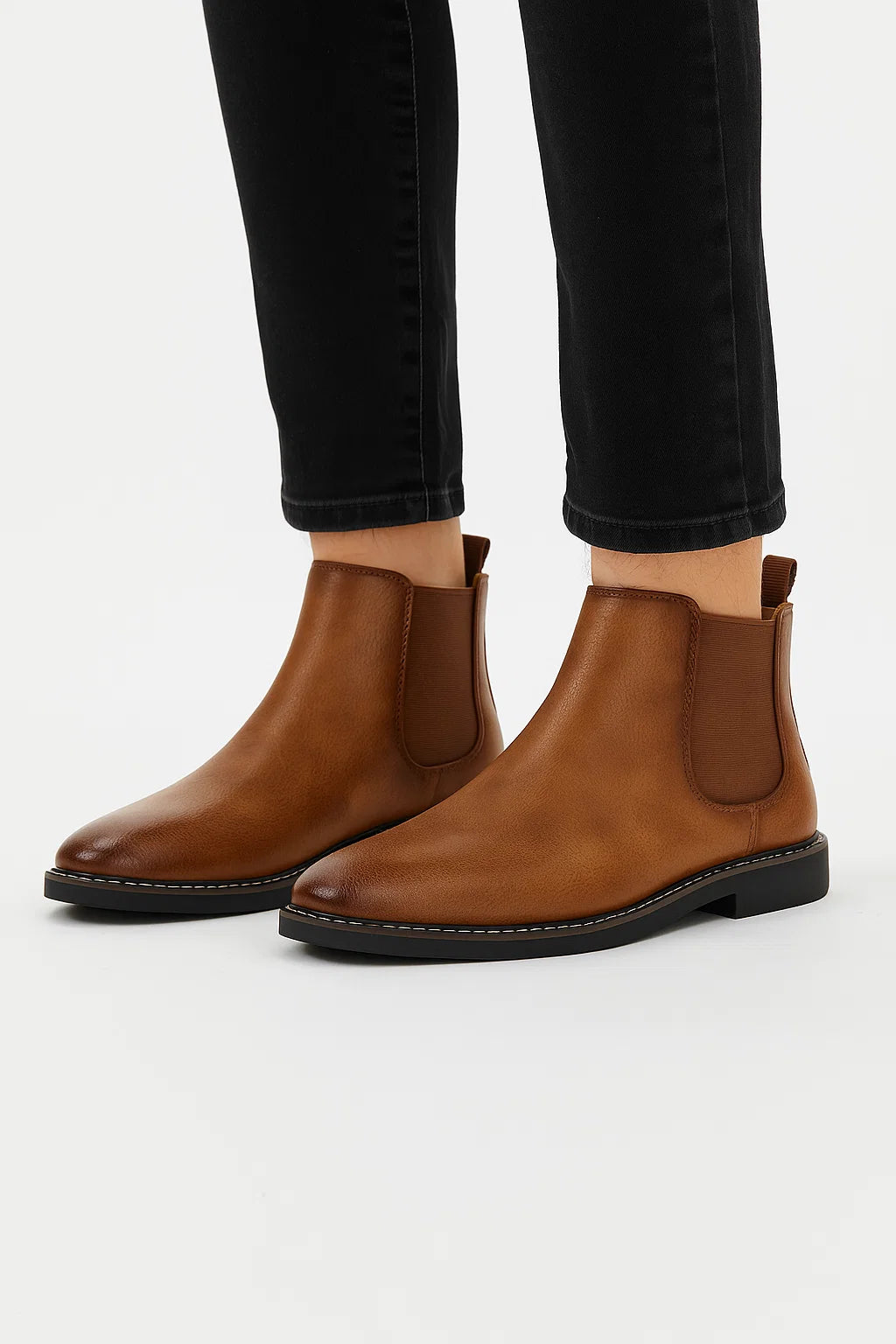 Botas Hombre Chelsea Cuero Sintético Retro Slip-On 9