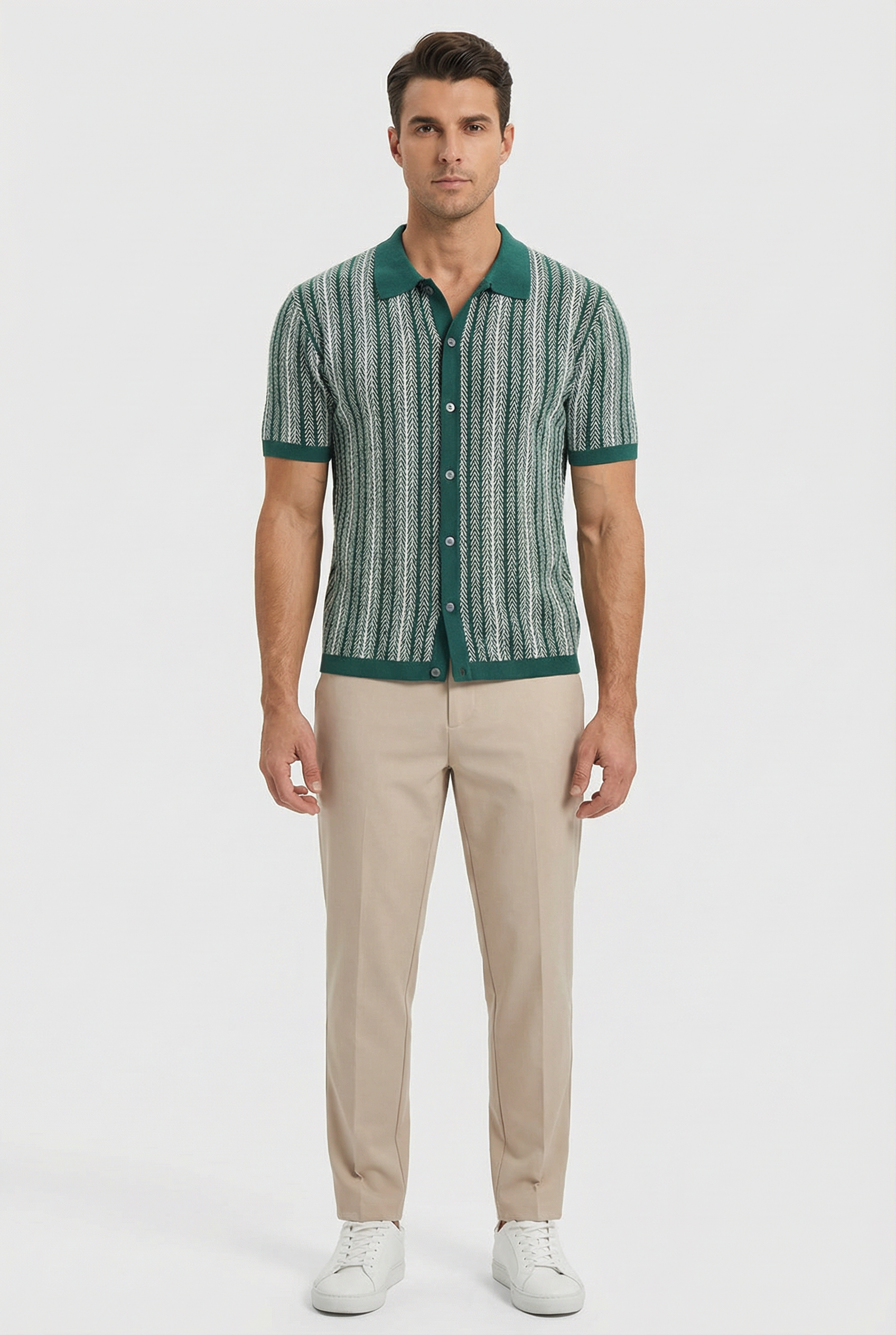 Camisa Hombre Algodón Orgánico Clásica Patrón Espiga Ideal Para Uso Casual y Semiformal 7