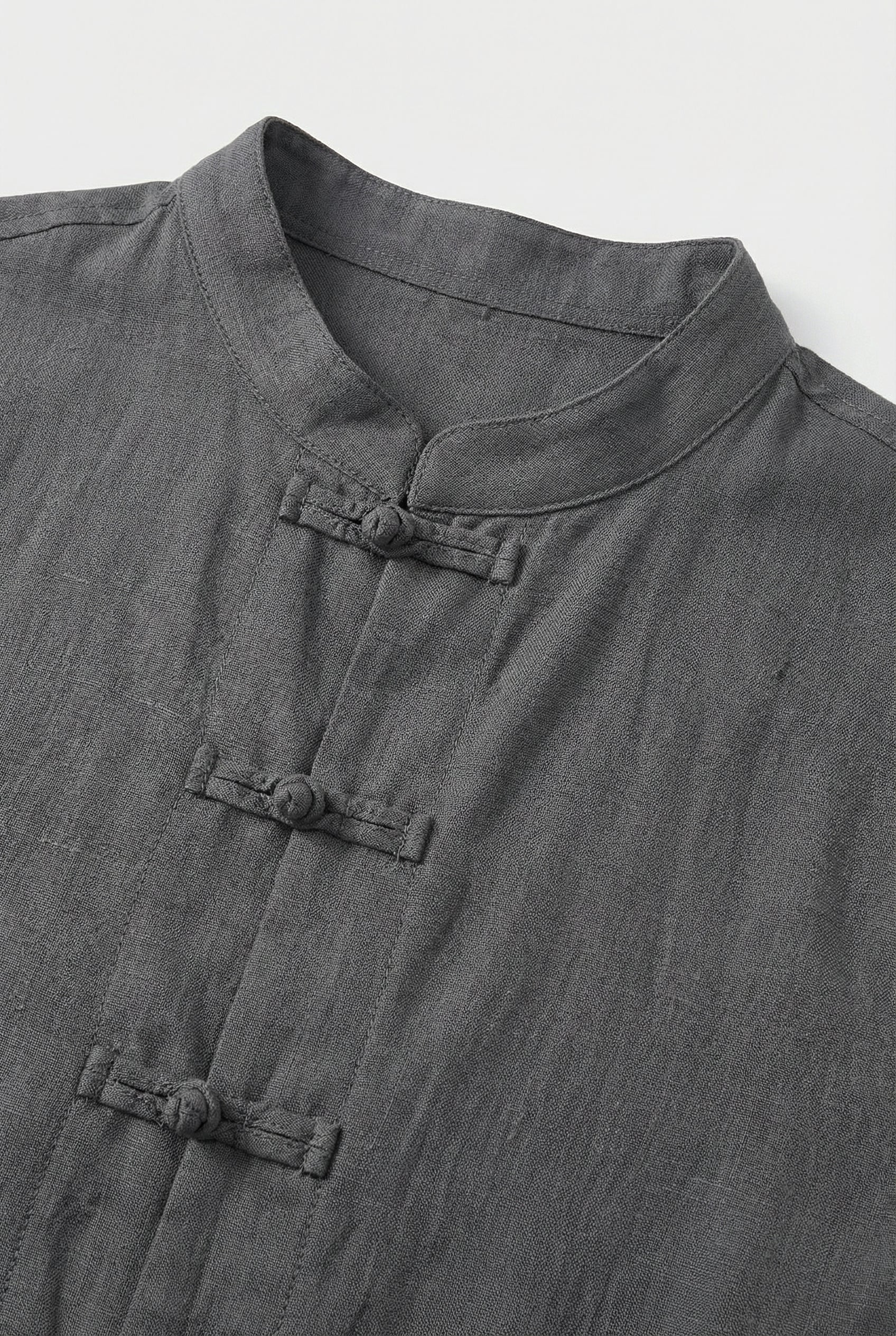 Camisa Hombre Lino Transpirable Cuello Mandarín Ajuste Relajado 1