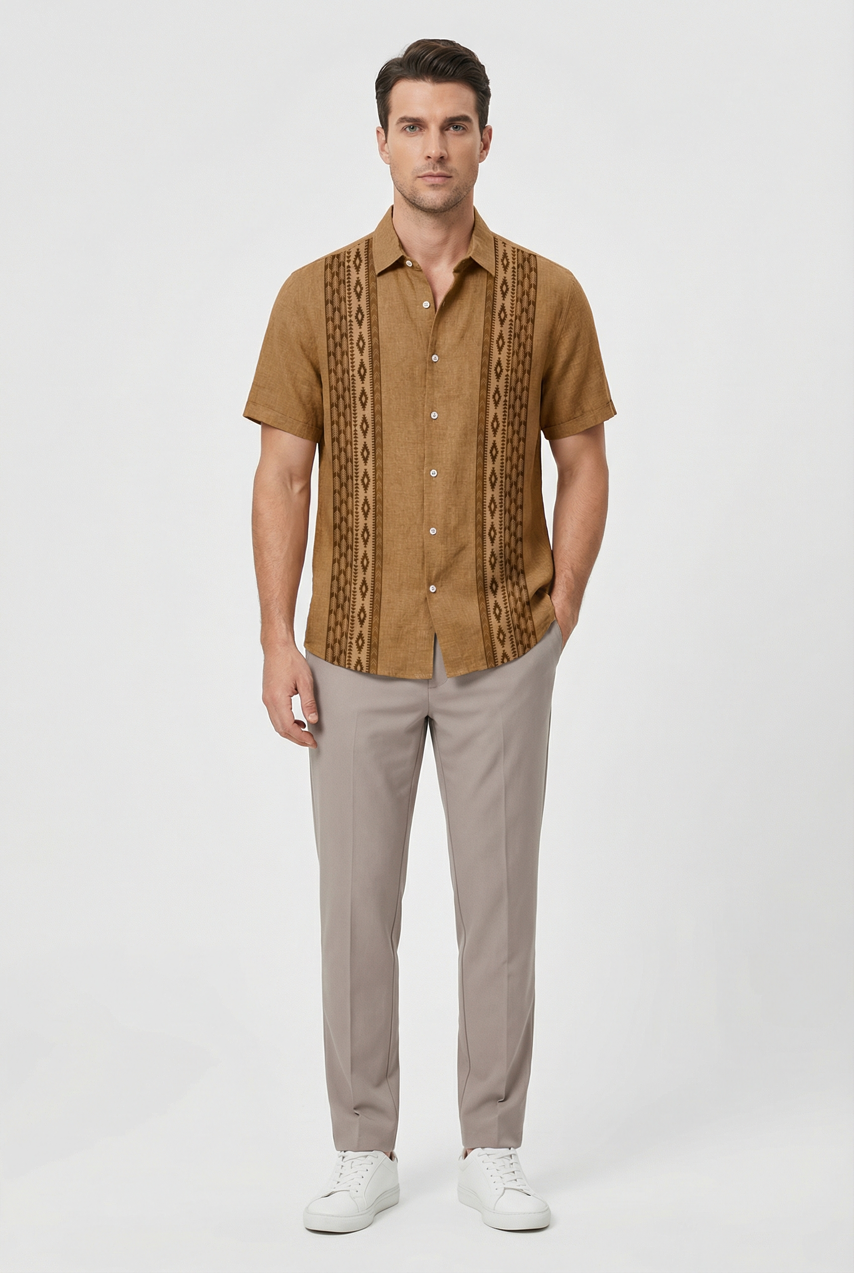 Camisa Hombre Poliéster Estampado Floral Manga Corta Casual Suelto 5