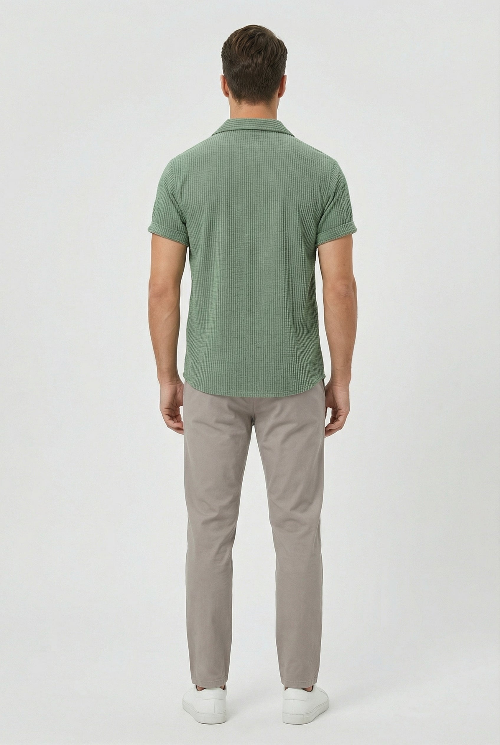 Camisa Hombre Texturizada Tela Tipo Gofre Ajuste Regular Casual 3