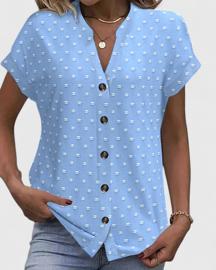 Camisa Mujer Ligera Cuello en V Ajuste Cómodo Casual 0