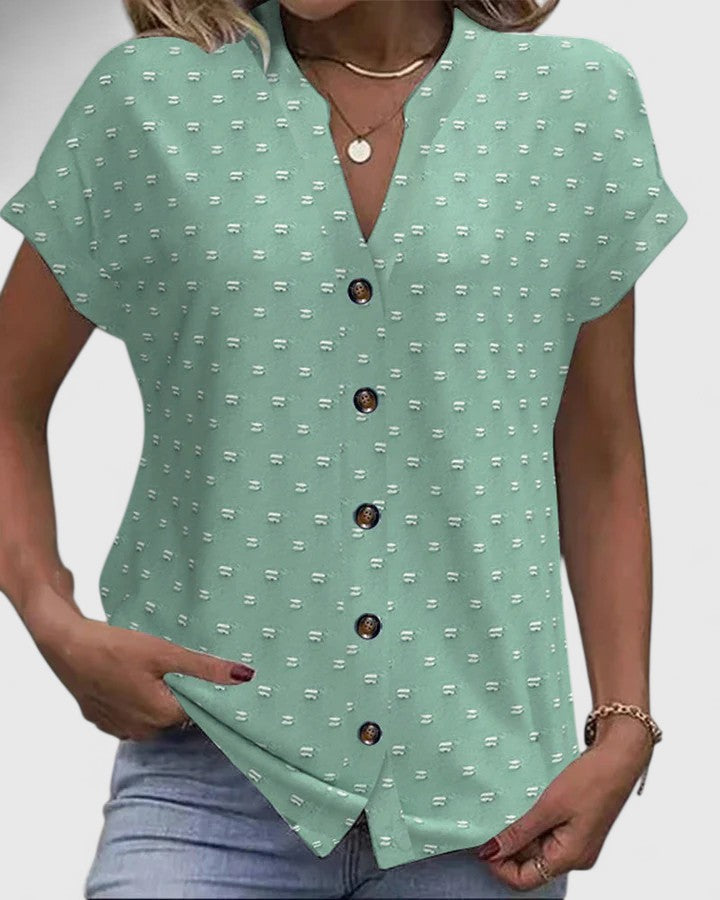Camisa Mujer Ligera Cuello en V Ajuste Cómodo Casual 2