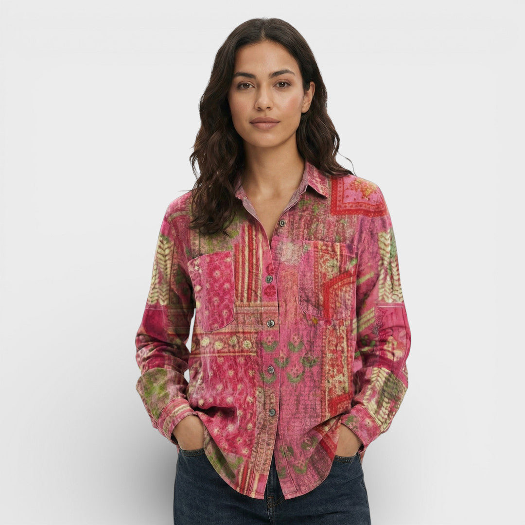 Camisa Mujer Tejido Ligero Cuello Clásico Cierre De Botones Larga 5