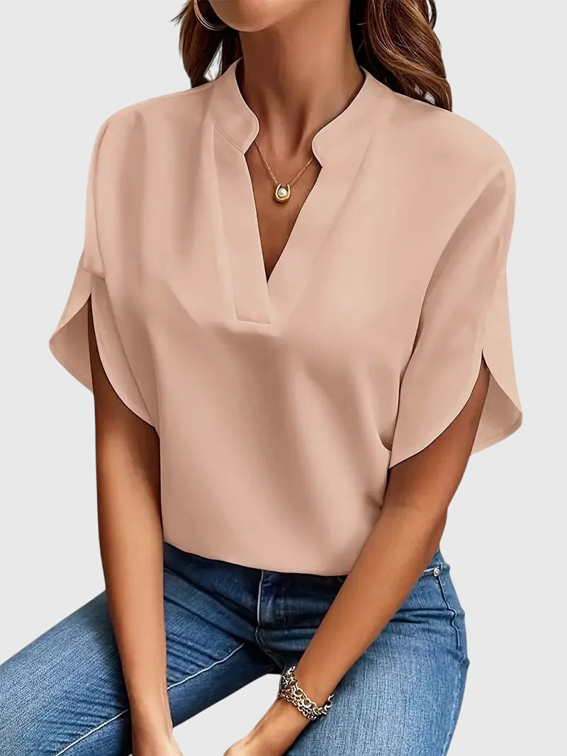 Camisa Mujer Viscosa Cuello en V Ajuste Relajado Elegante para Uso Diario 6