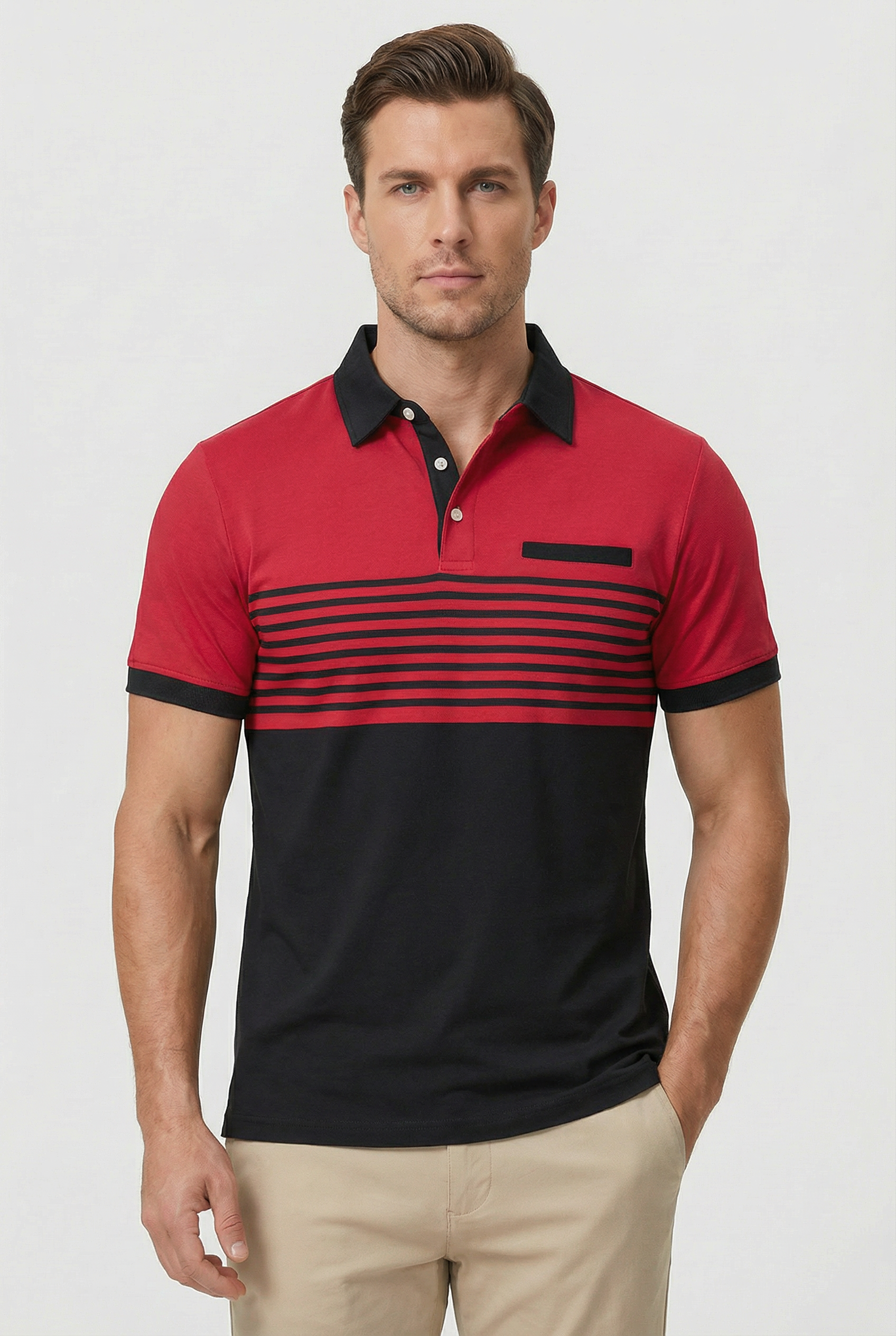 Camisa Polo Hombre Poliéster Transpirable Diseño Clásico Manga Corta 10