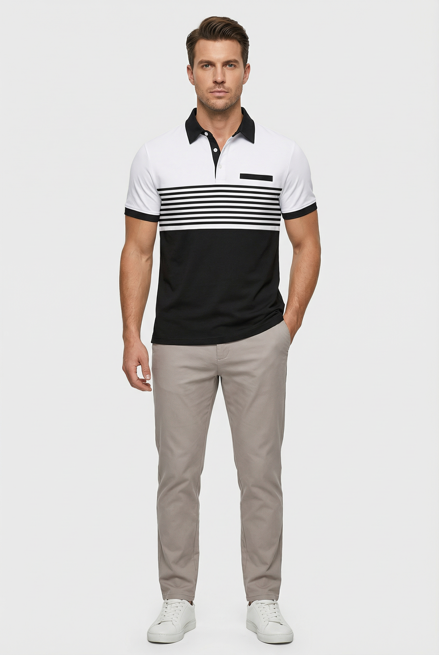 Camisa Polo Hombre Poliéster Transpirable Diseño Clásico Manga Corta 7