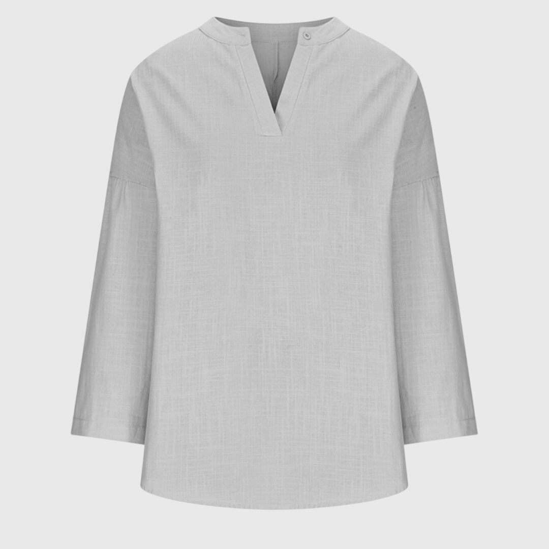 Camisa de Mujer Fluida de Tejido Ligero con Cuello Redondo y Ajuste Relajado 6