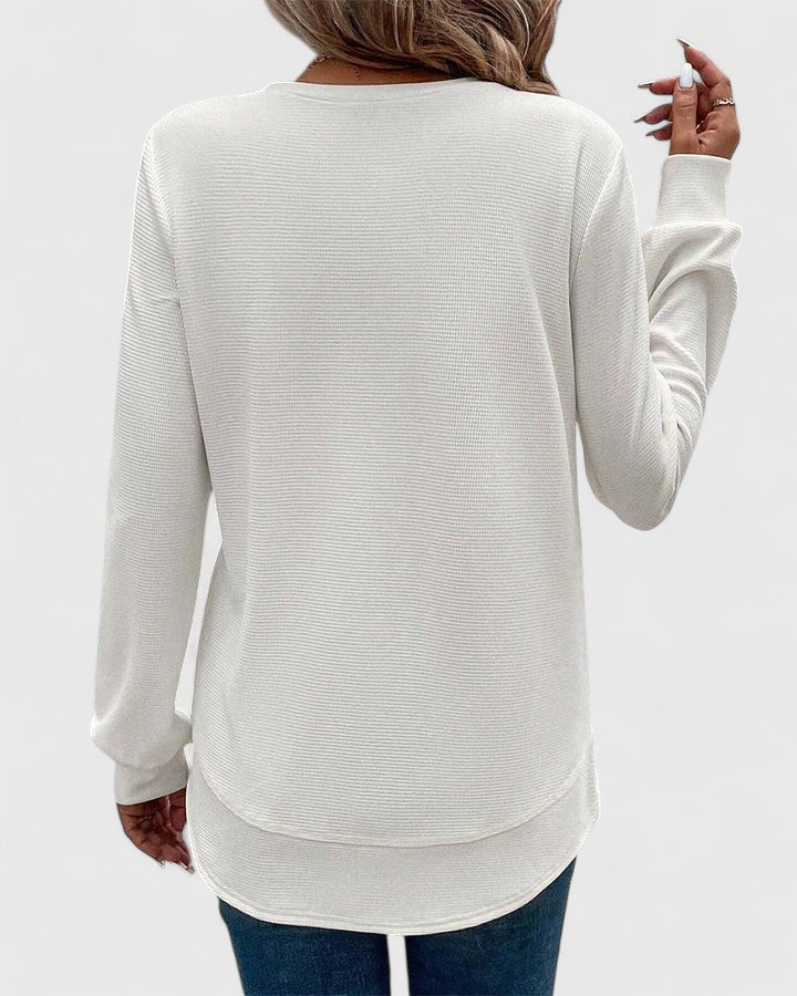Camiseta Mujer Manga Larga Tela Suave Con Escote Redondo Casual 4