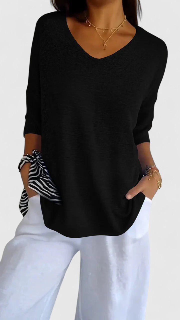 Camiseta Mujer Poliéster Cuello en V Ajuste Favorecedor Casual Elegante 2