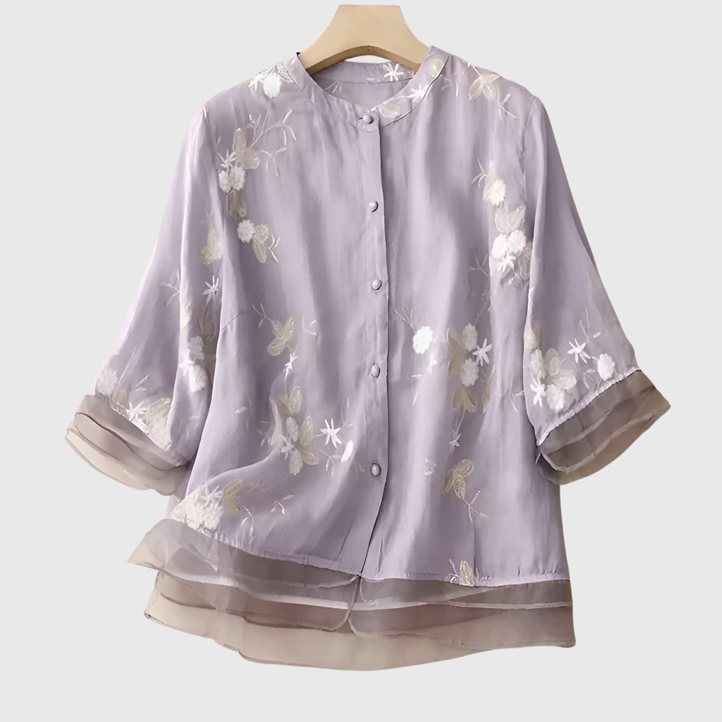 Camisetas Mujer Tejido Suave Bordado Floral Ajuste Relajado Casual 4