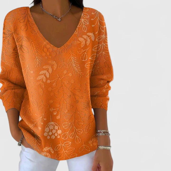 Camisetas Mujer Top Otoñal V-Cuello Ajuste Relajado Diseño Versátil 1
