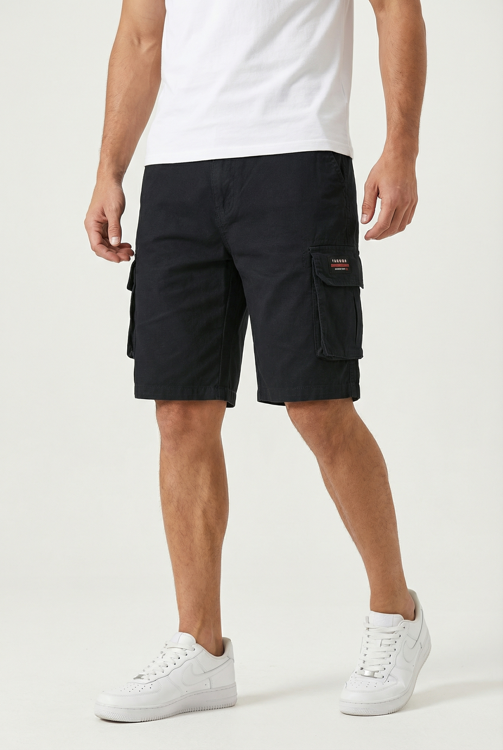 Hombre Pantalones Cortos Cargo Mezcla De Algodón Ajuste Relajado Con Múltiples Bolsillos 5