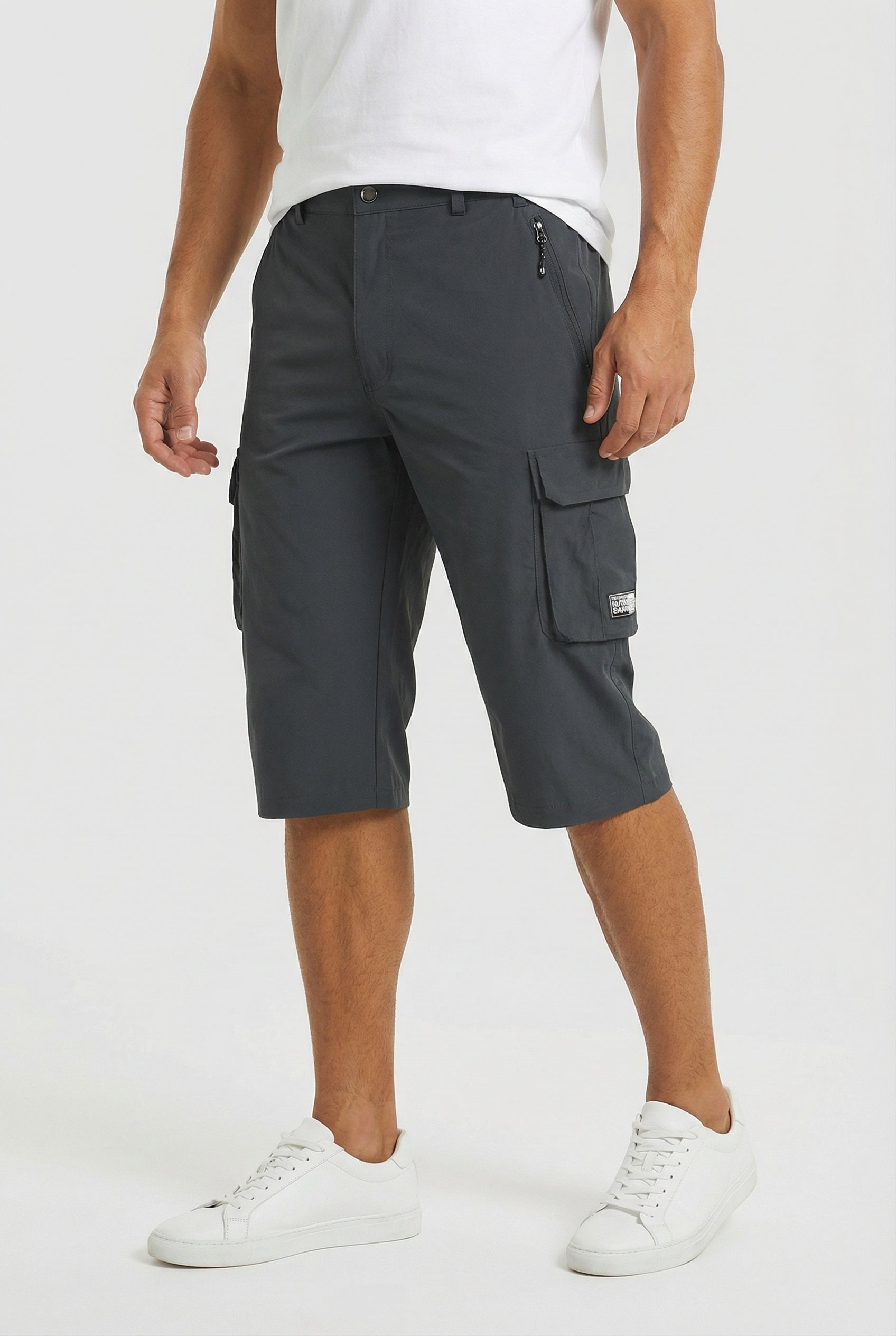 Hombre Pantalones Cortos Cargo Tejido Elástico Ajuste Relajado Múltiples Bolsillos 5