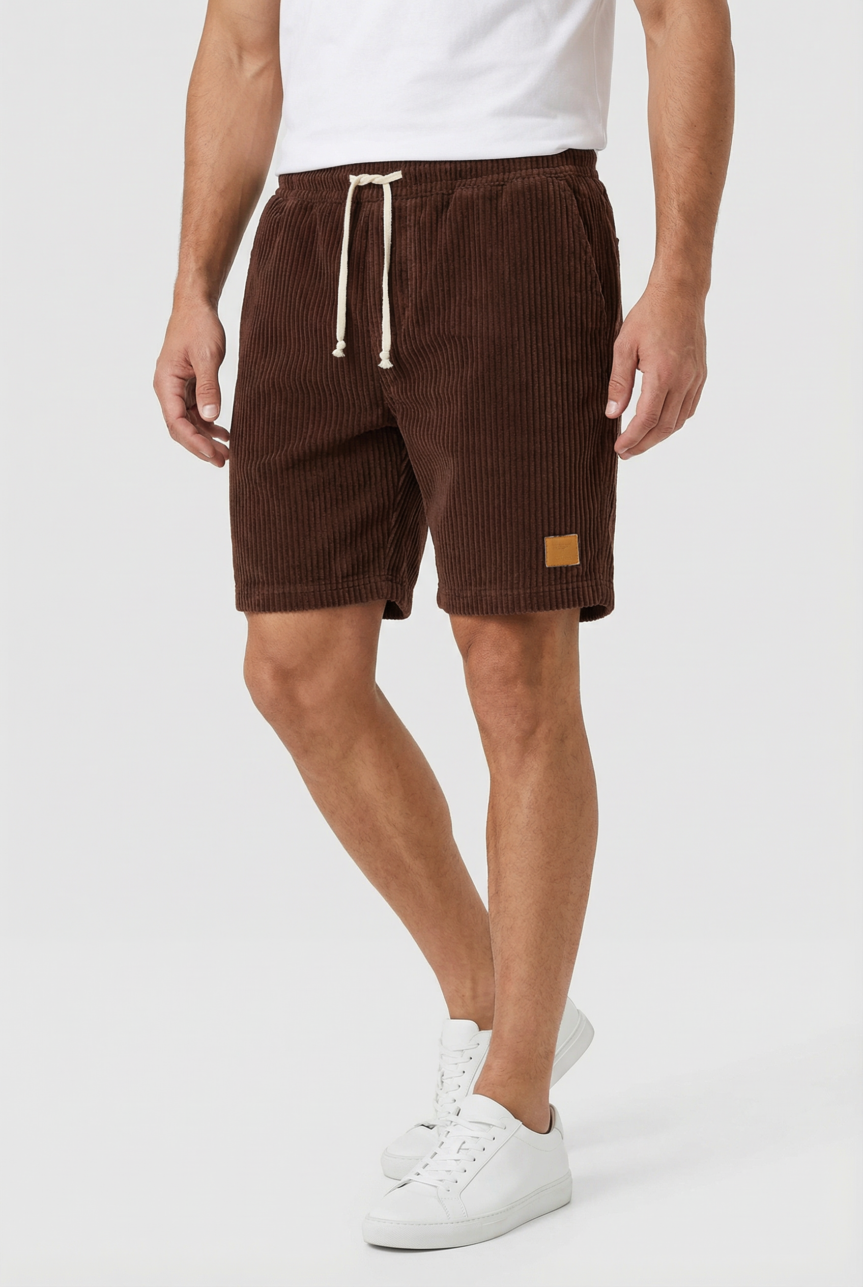 Hombre Pantalones Cortos Pana Retro Ajuste Cómodo Casual 4