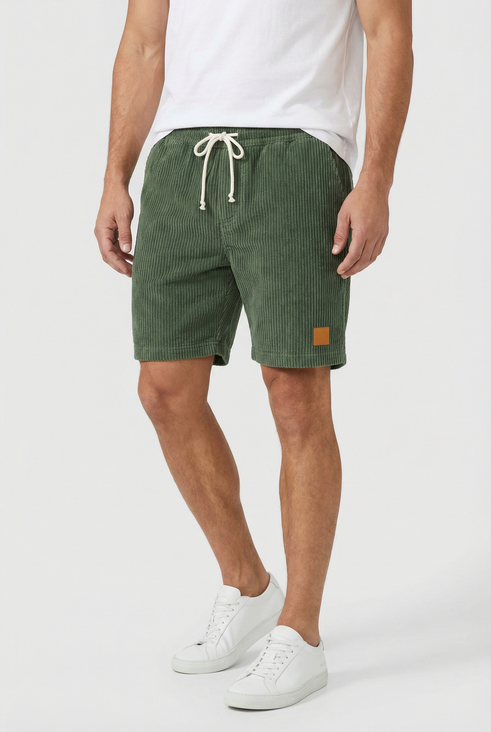 Hombre Pantalones Cortos Pana Retro Ajuste Cómodo Casual 7