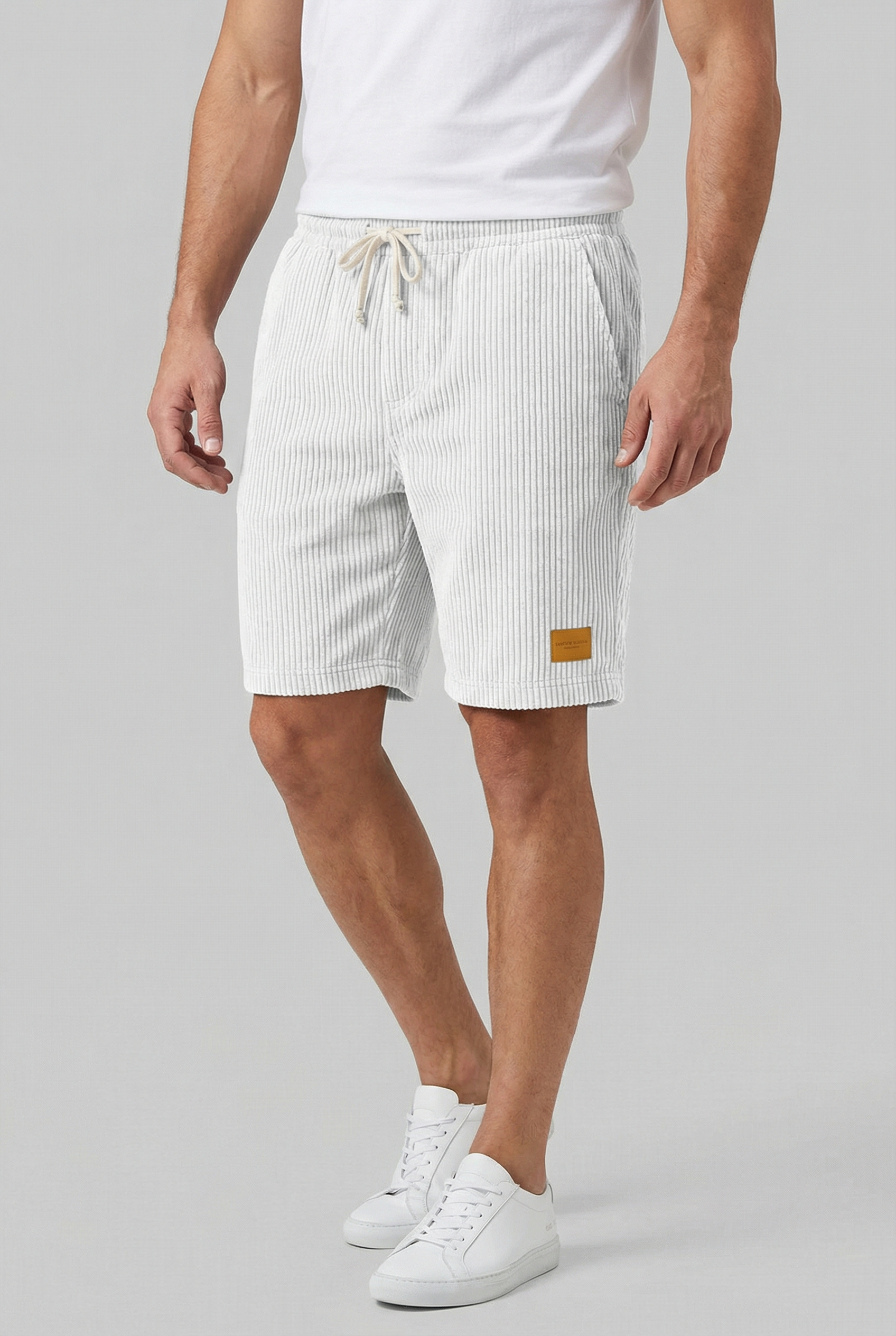 Hombre Pantalones Cortos Pana Retro Ajuste Cómodo Casual 9