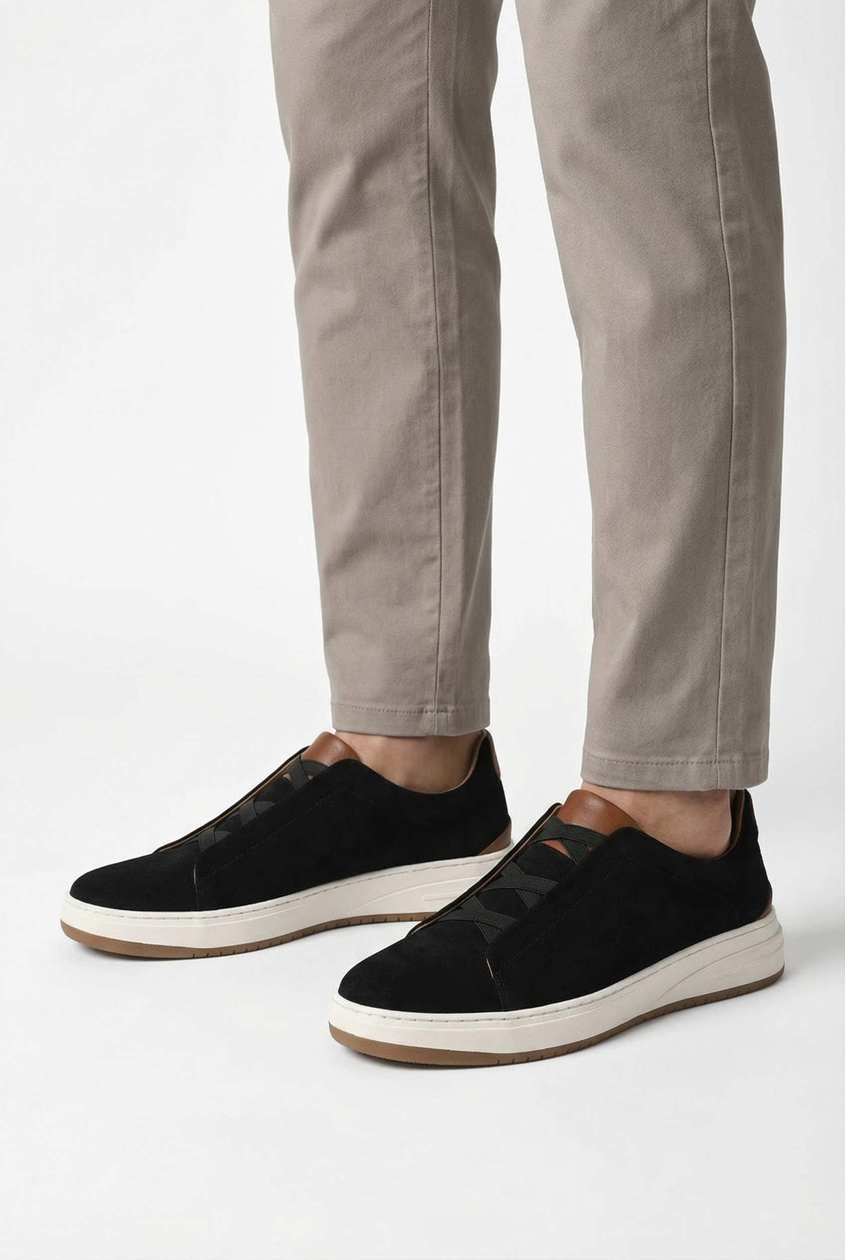 Hombre Zapatillas Deportivas Cuero De Vaca Slip-On Con Plantilla Acolchada 3