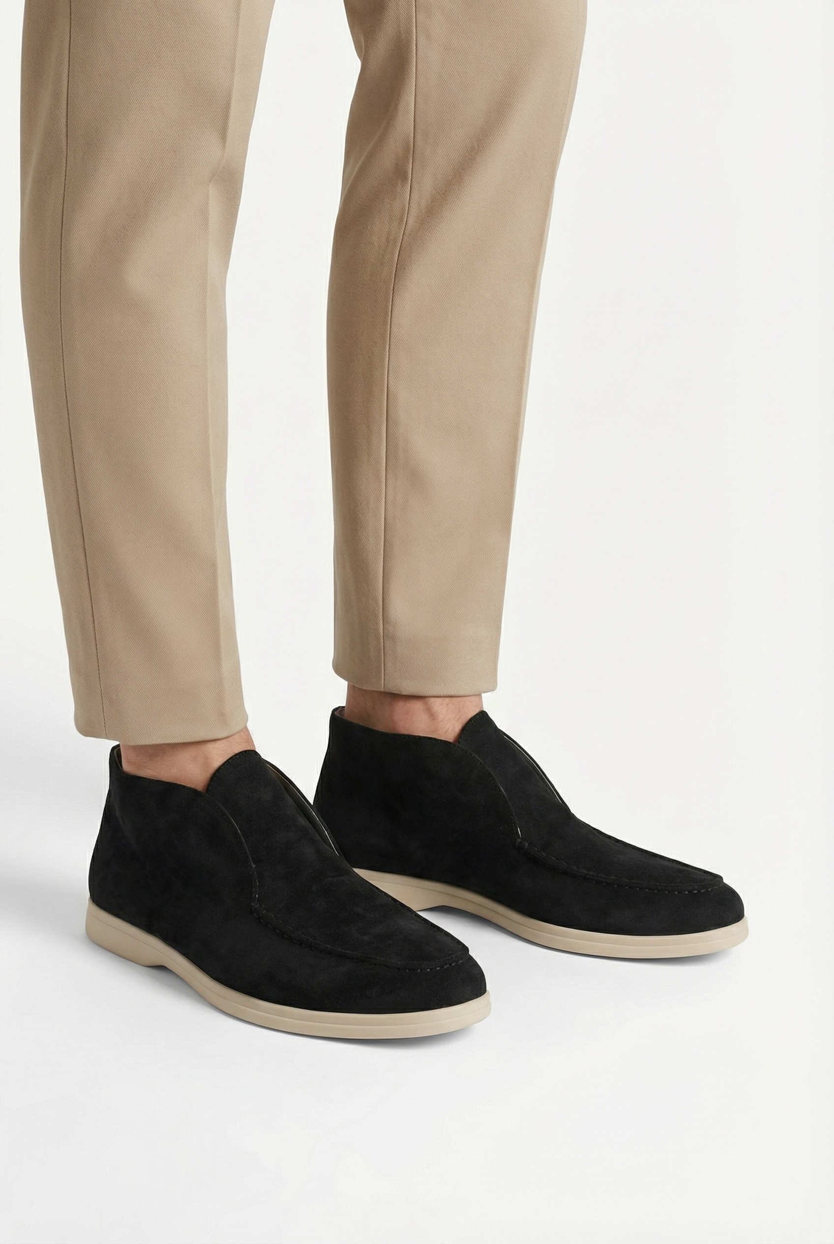 Mocasines Hombre Piel Ante Suave Diseño Casual Confortable Sin Cordones 3