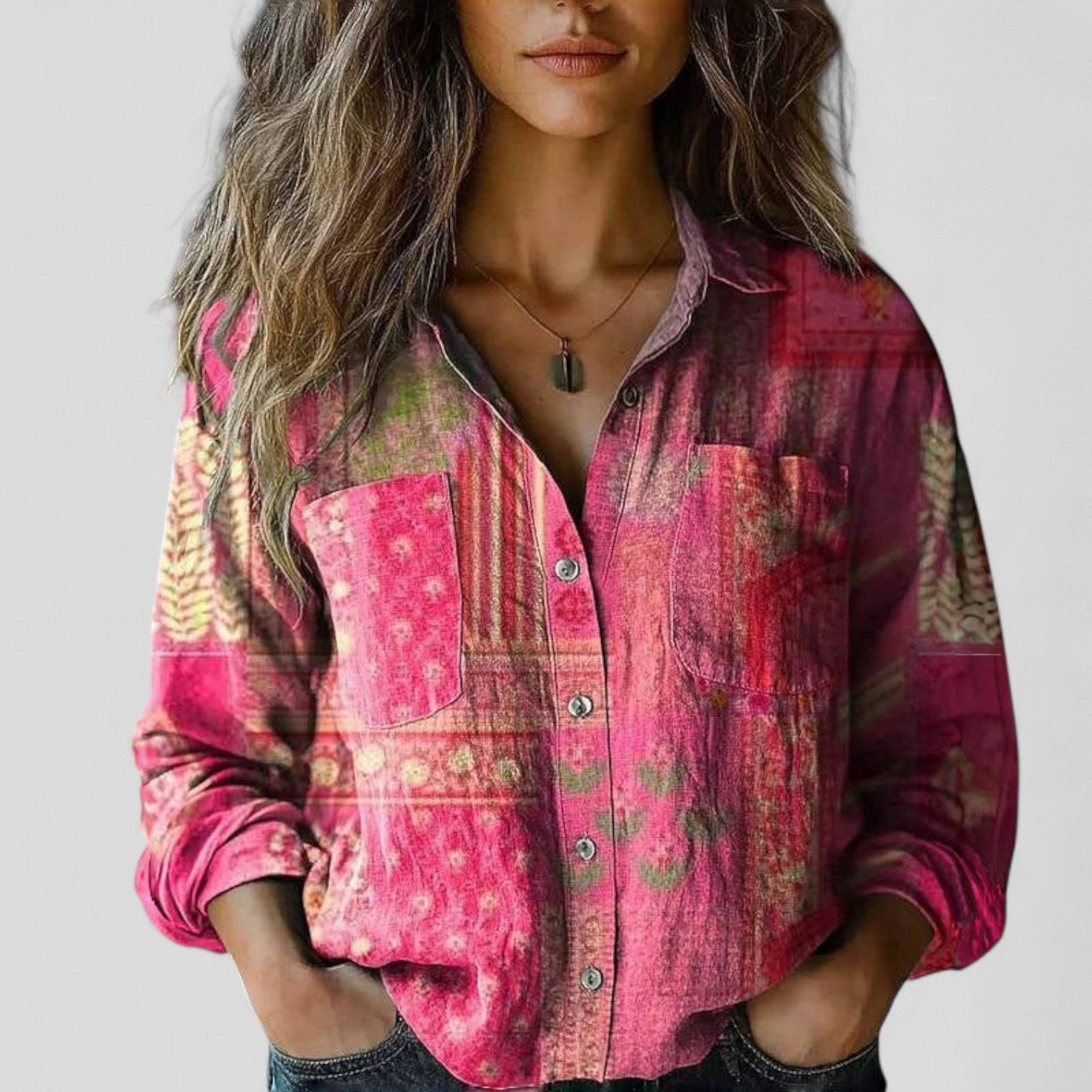 Mujer Blusa Tejido Suave Diseño Moderno Degradado Manga Larga Casual 4