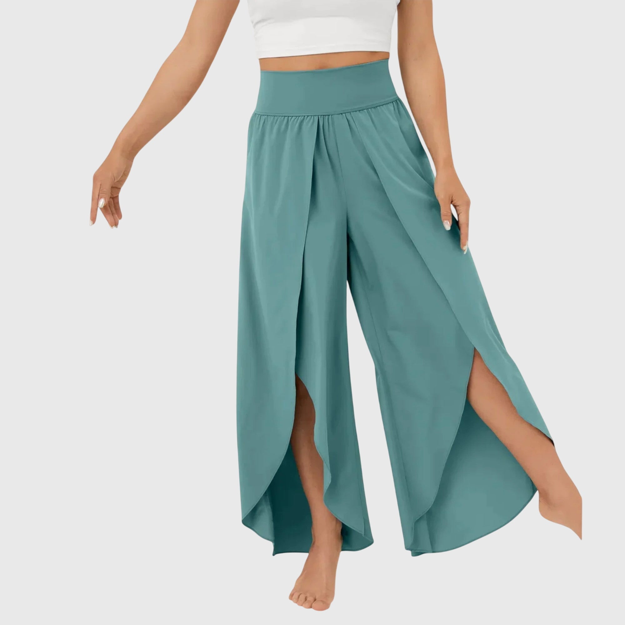 Mujer Pantalones Acampanados Tejido Ligero con Shorts Integrados Verano 2