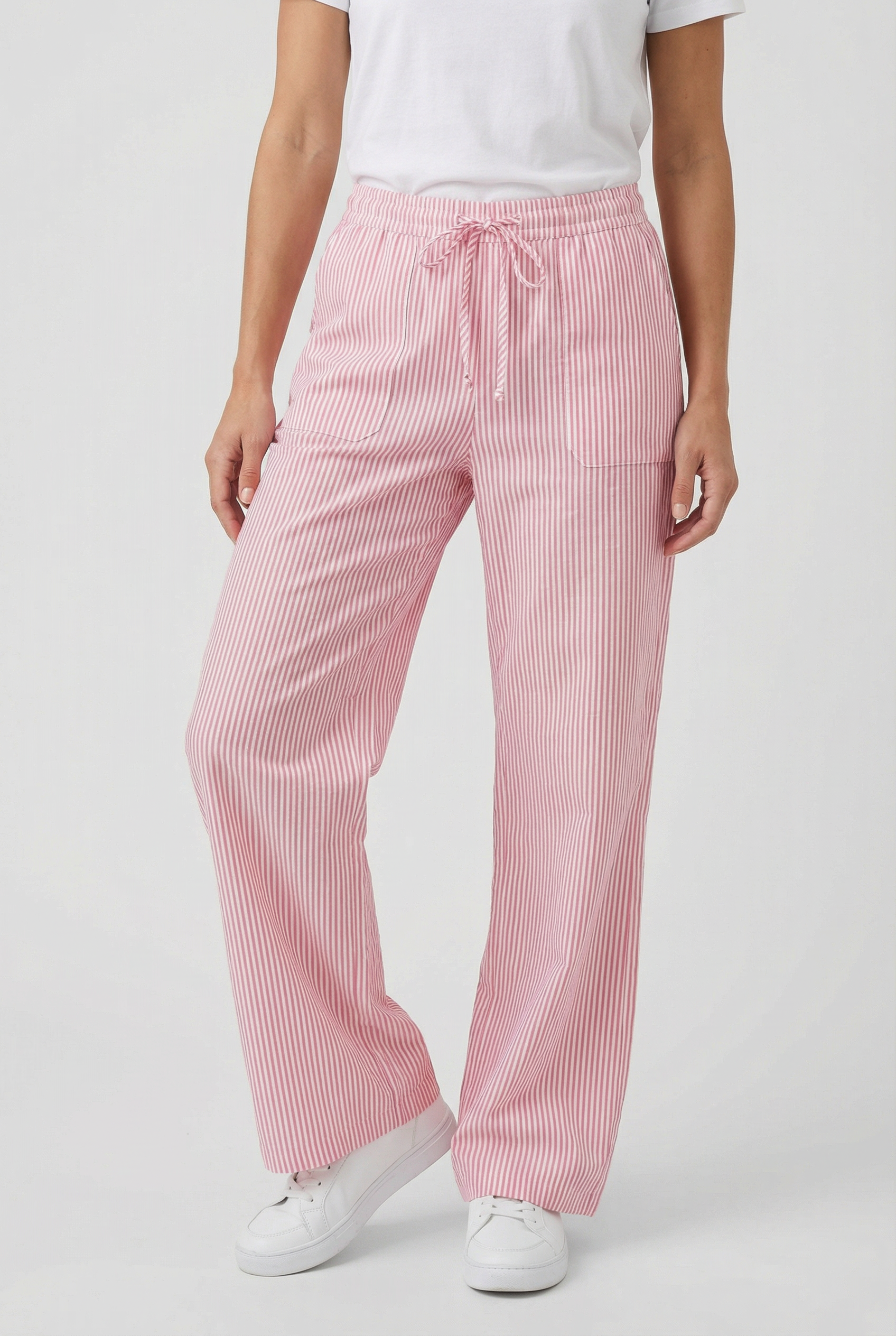 Mujer Pantalones Casual Mezcla de Tela Ajuste Relajado con Cintura Ajustable 5