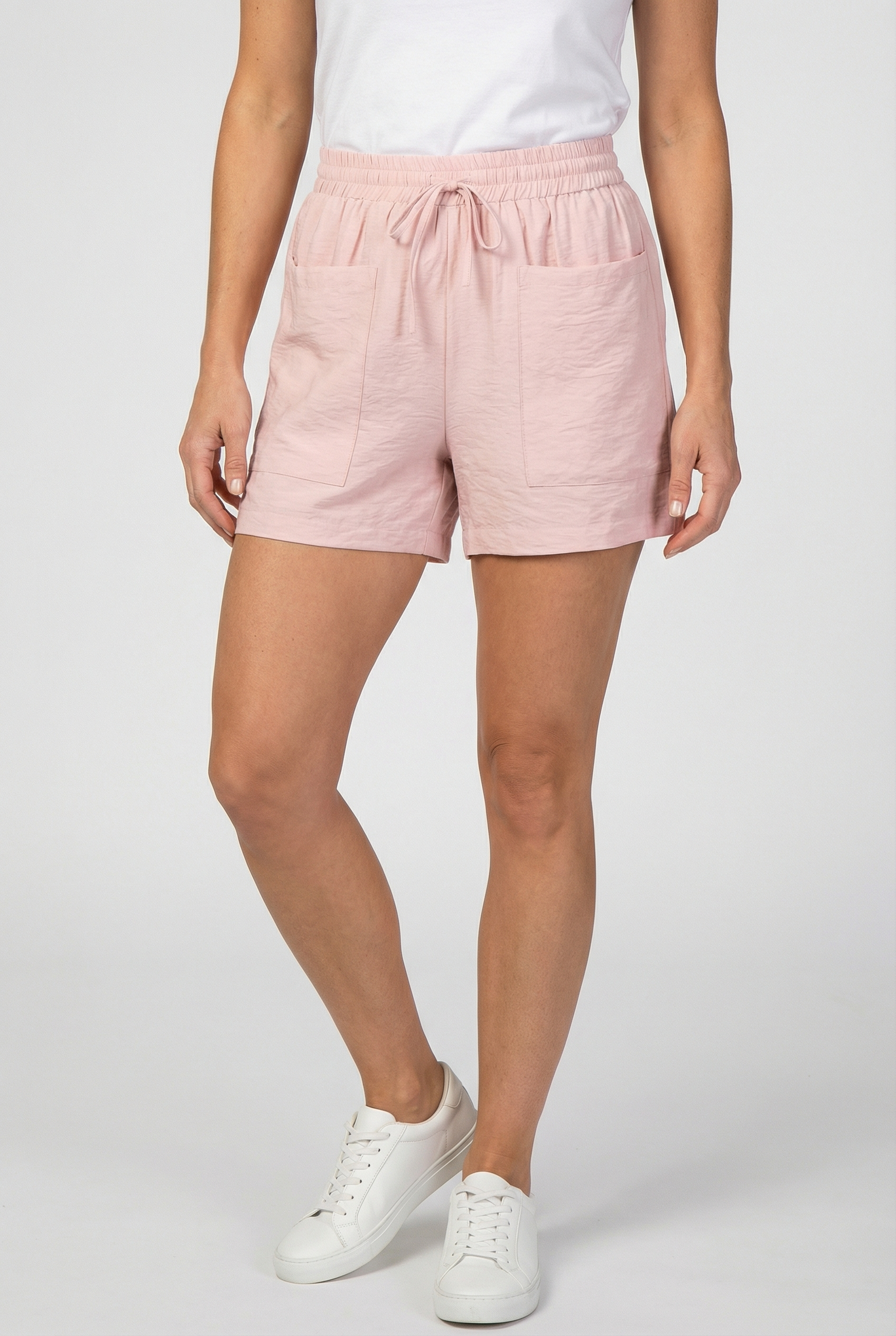 Mujer Pantalones Cortos Lino Mezcla Ajuste Relajado con Bolsillos 11