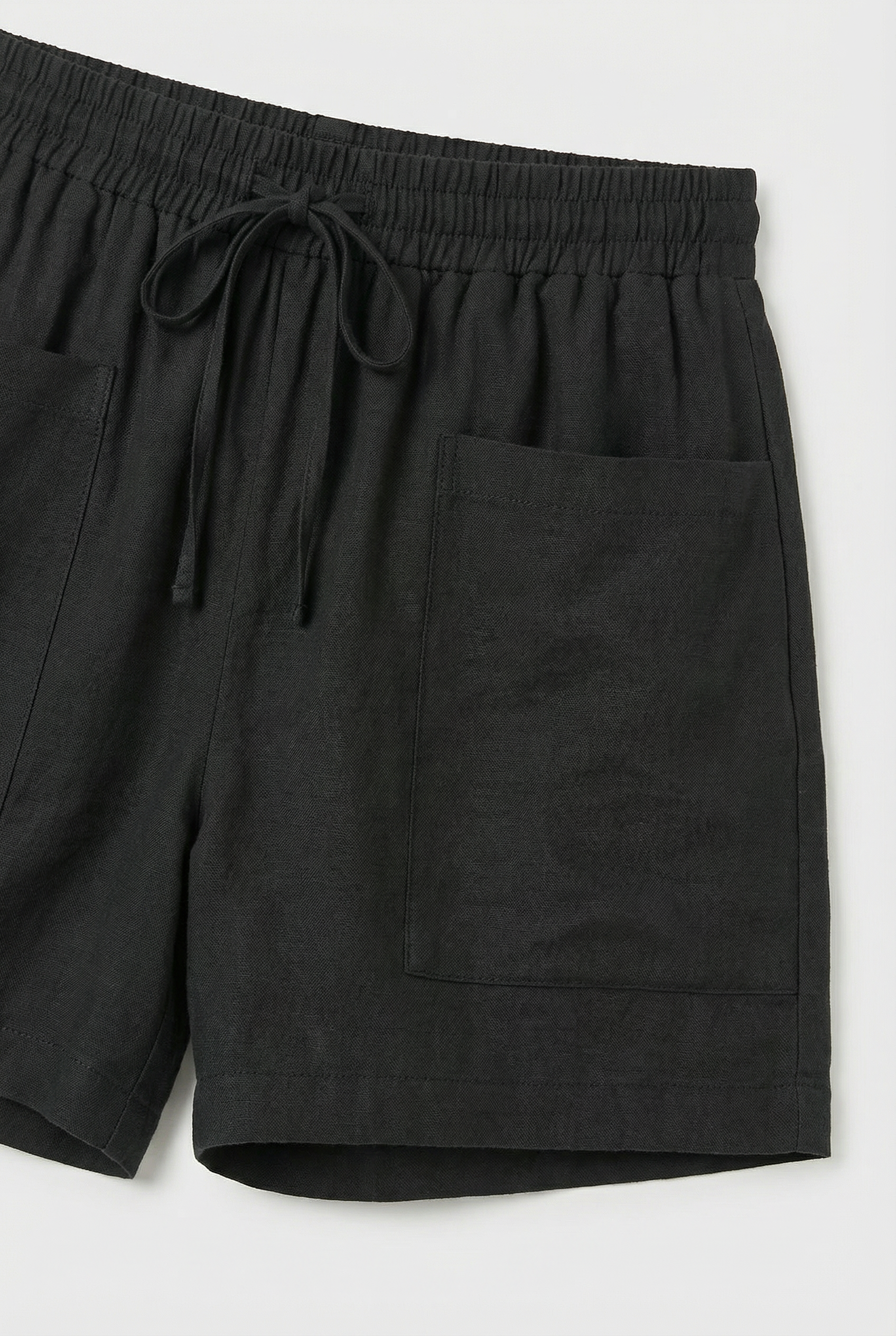 Mujer Pantalones Cortos Lino Mezcla Ajuste Relajado con Bolsillos 2