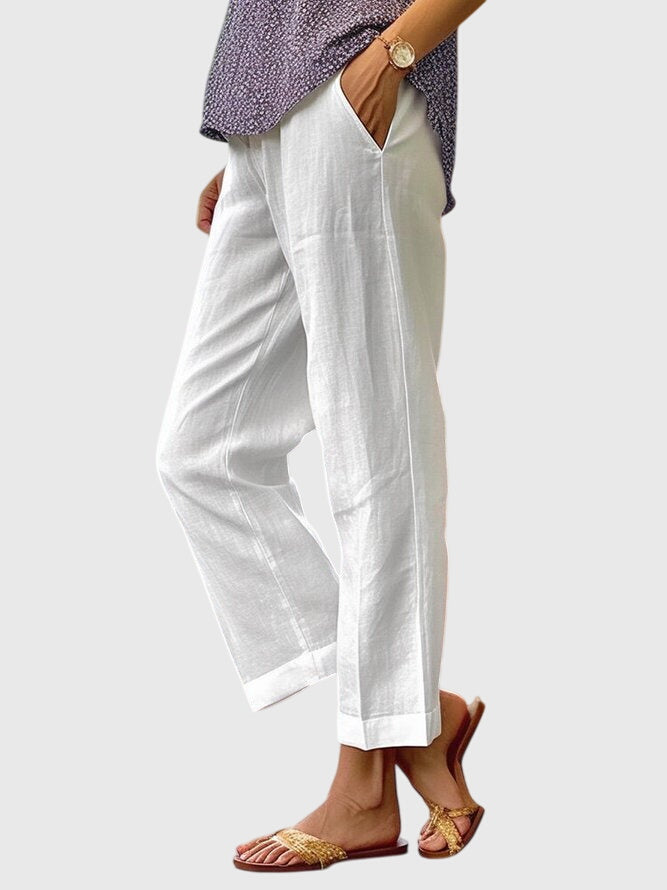 Mujer Pantalones Entallados Corte Recto con Bolsillo Frontal 1