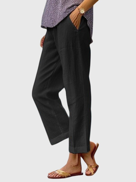 Mujer Pantalones Entallados Corte Recto con Bolsillo Frontal 2