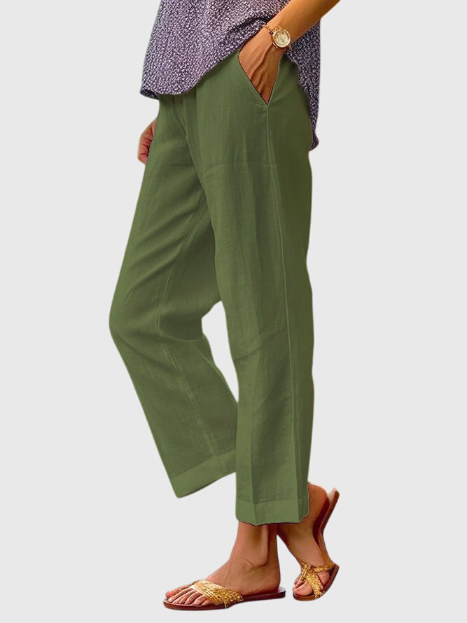 Mujer Pantalones Entallados Corte Recto con Bolsillo Frontal 5