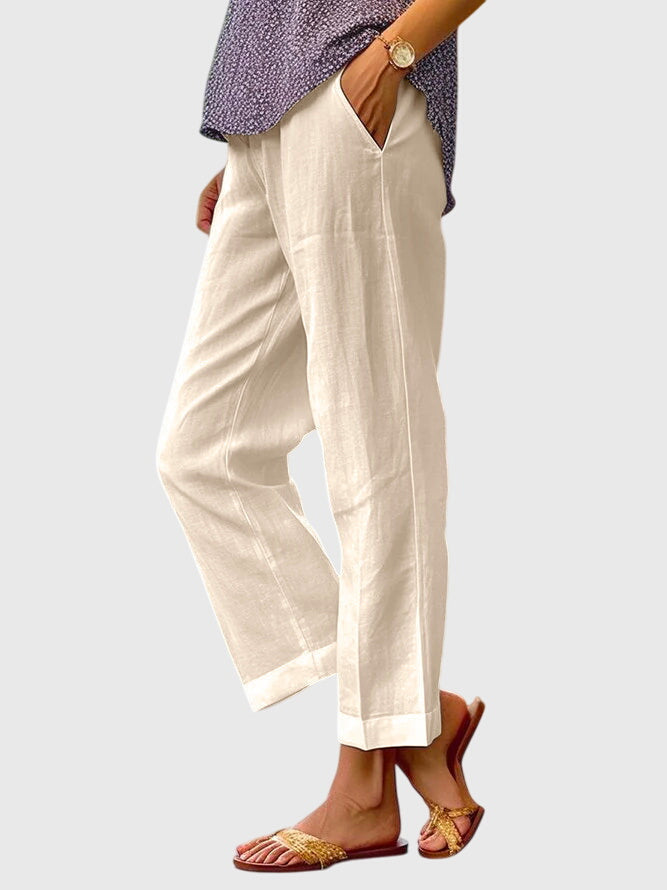 Mujer Pantalones Entallados Corte Recto con Bolsillo Frontal 6